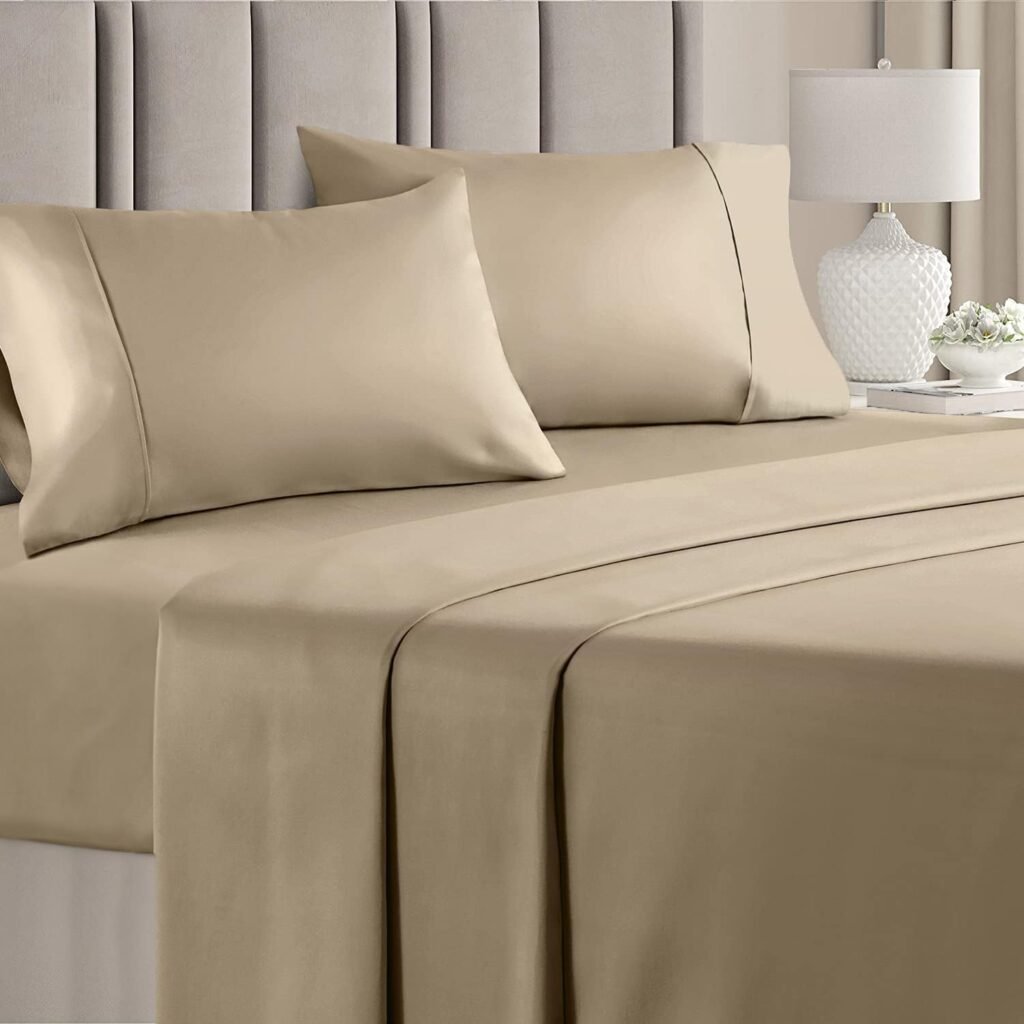 1000 Thread Count Sheet Set – 100% Cotton Bed Sheets – Softer Than Egyptian Cotton - 4-Piece King Set - Soft Sateen Weave - Hotel Quality Luxury Bedding – Fitted - Up To 16 Deep Pocket (Cream)