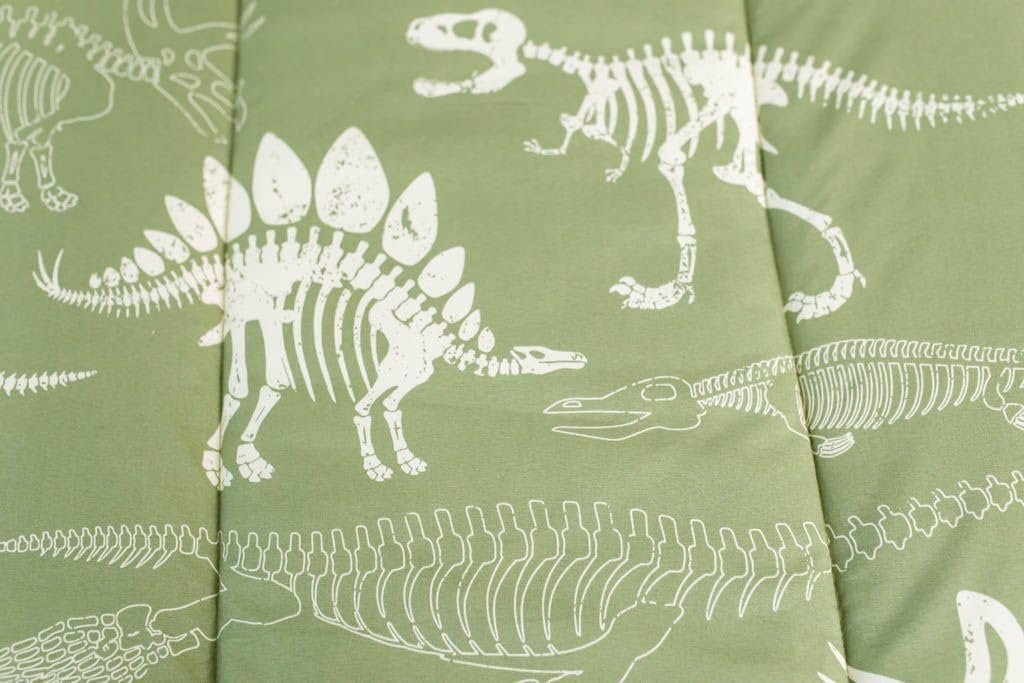 Beddys Nod  Winks, Kids Zipper Bedding Set, Twin Size Bedding Mattress Cover, Sheets and Zipper Comforter Set, Fossils Zipper Bedding, Green 3 Piece Bedding Set