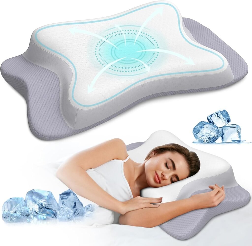 Cervical Pillow for Neck Pain Relief, Ergonomic Memory Foam Pillows with Cooling Pillow Case, Adjustable Orthopedic Bed Pillow for Sleeping, Contour Support Neck Pillow for Side Back Stomach Sleeper