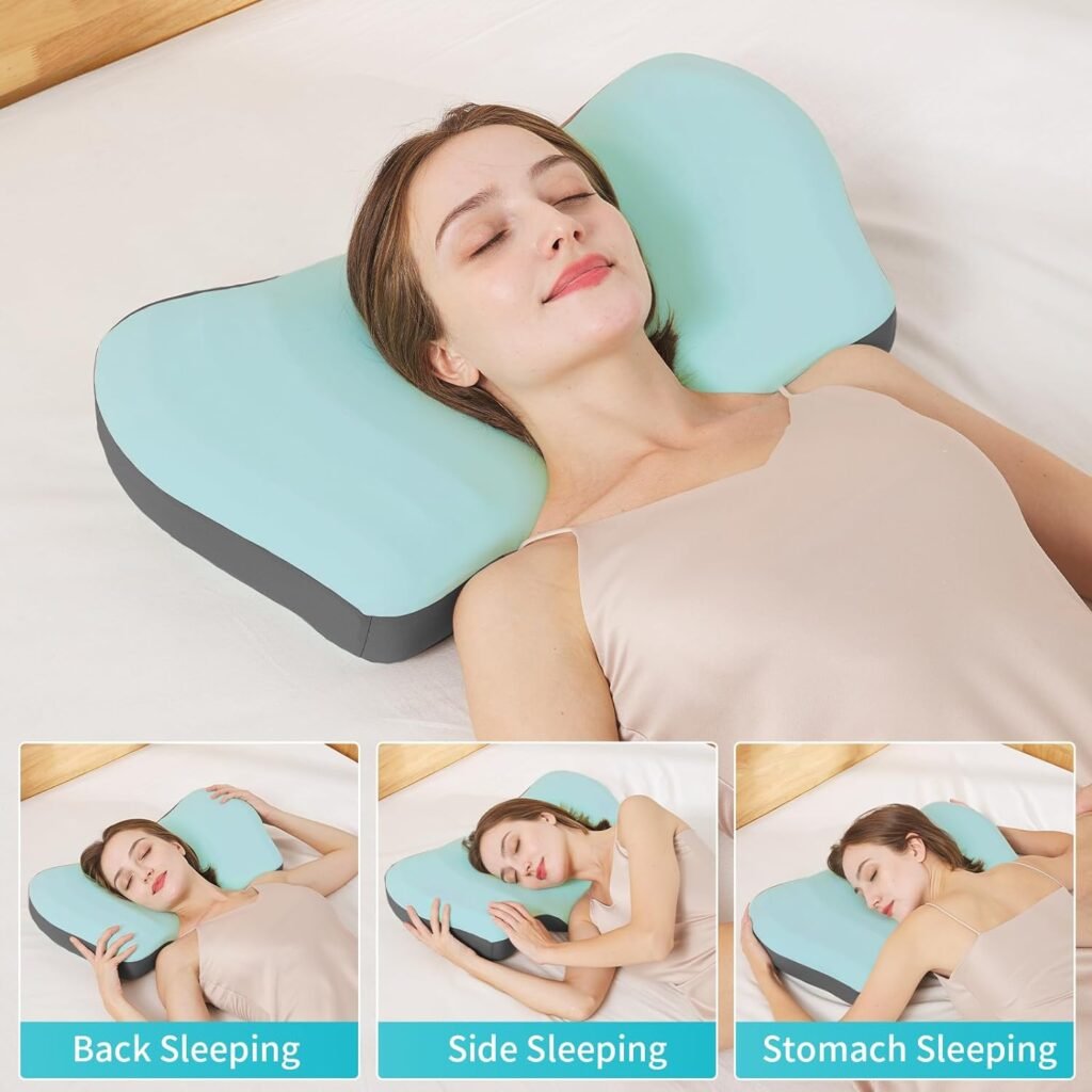 Cervical Pillow for Neck Pain Relief Sleeping, Contour Memory Foam Side Sleeper Pillows for Adults Ergonomic Orthopedic Neck Support Pillow for Bed with Cool Pillowcase for Side Back Stomach Sleeper