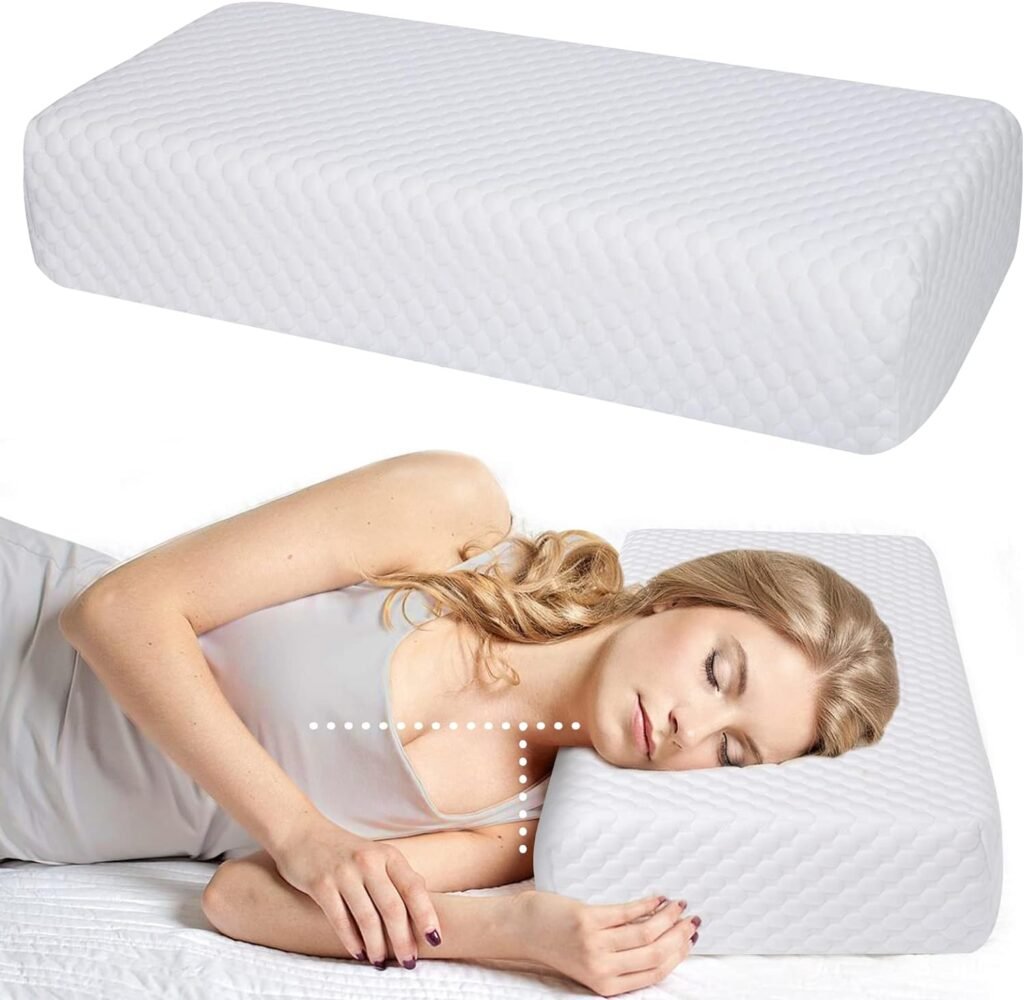 Cube Memory Foam Pillow Side Sleeper Pillow for Neck and Shoulder Pain(24x12x5,Medium), Cooling Bed Pillow for Side Sleeping, Soft and Supportive Cervical Pillow, Square pillow - King, Queen, White