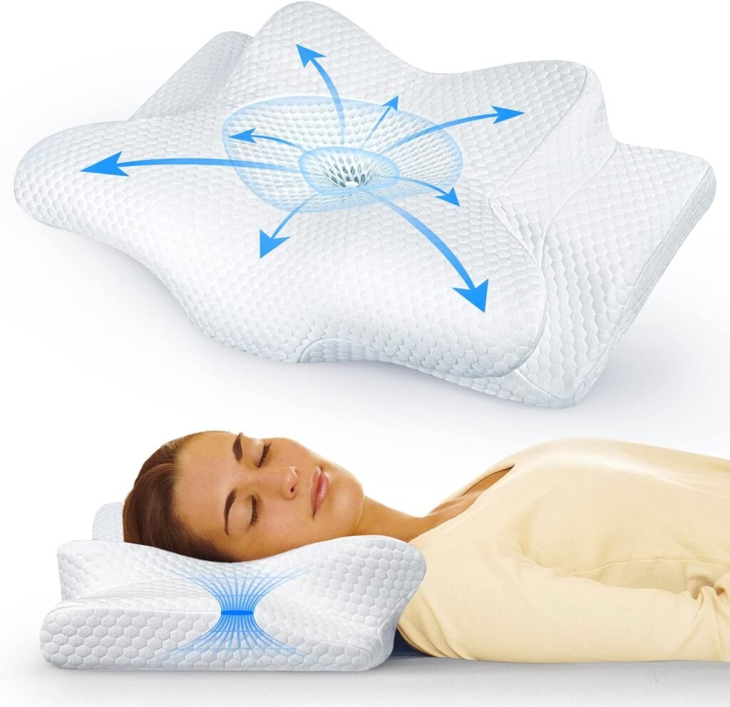 Emircey Adjustable Cervical Pillow for Neck and Shoulder Pain Relief, 3X Plus Support Hollow Contour Memory Foam for Sleeping, Odorless Orthopedic Bed Pillows for Side, Back, Stomach Sleeper