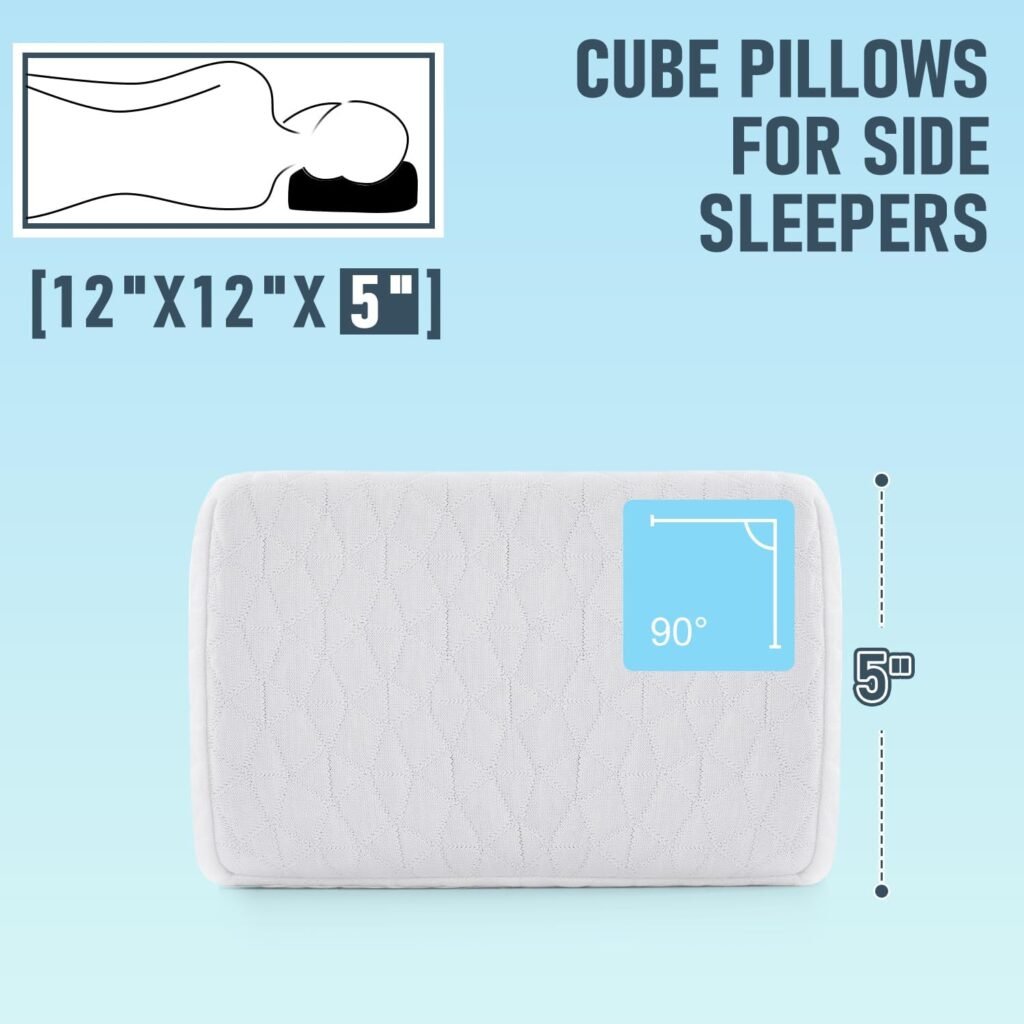 HARBOREST Cooling Cube Pillow - Side Sleeper Pillow for Neck and Shoulder Pain, Memory Foam Side Cube Pillow with Adjustable Firmness,24x12x6