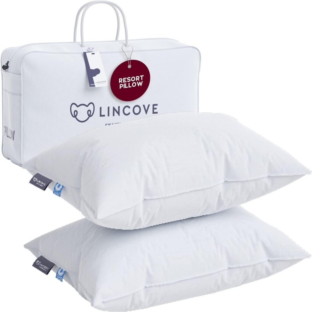 Lincove Down Alternative Bed Pillows for Sleeping, Luxury Premium Hotel Collection for Back and Side Sleeper Pillows for Adults, Neck Support Fluffy Pillows for Bed, Queen, 2 Pack