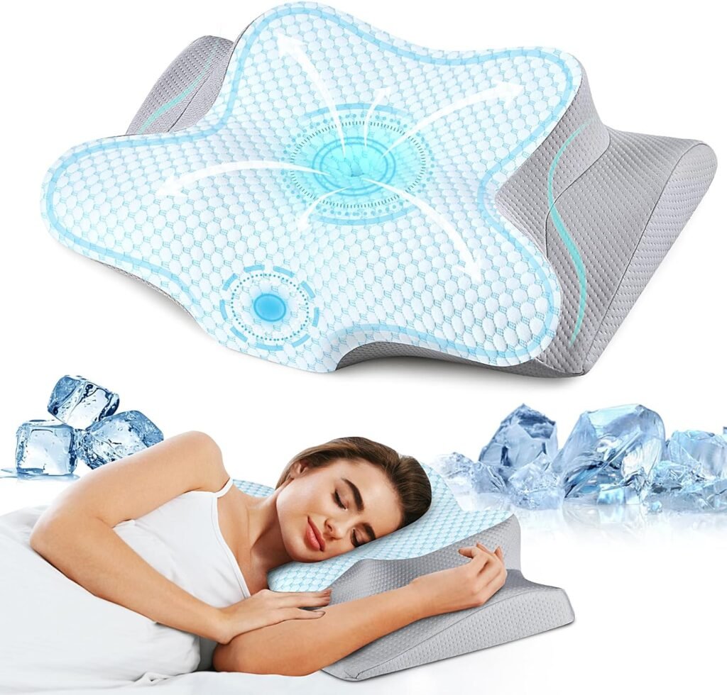 Neck Pillow Cervical Memory Foam Pillows for Pain Relief Sleeping, Contour Pillow for Shoulder Pain, Ergonomic Orthopedic Bed Pillow for Side, Back  Stomach Sleepers with Breathable Pillowcase