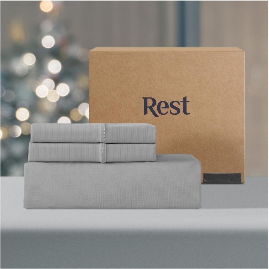 REST® Evercool®+ Cooling Starter Sheet Set of 1 King Fitted Sheet 15’’ deep (Stretched to 18’’) and 2 King Pillowcases 36 x 20, Silver Infused Cooling Beddings for Hot Sleepers, Gray