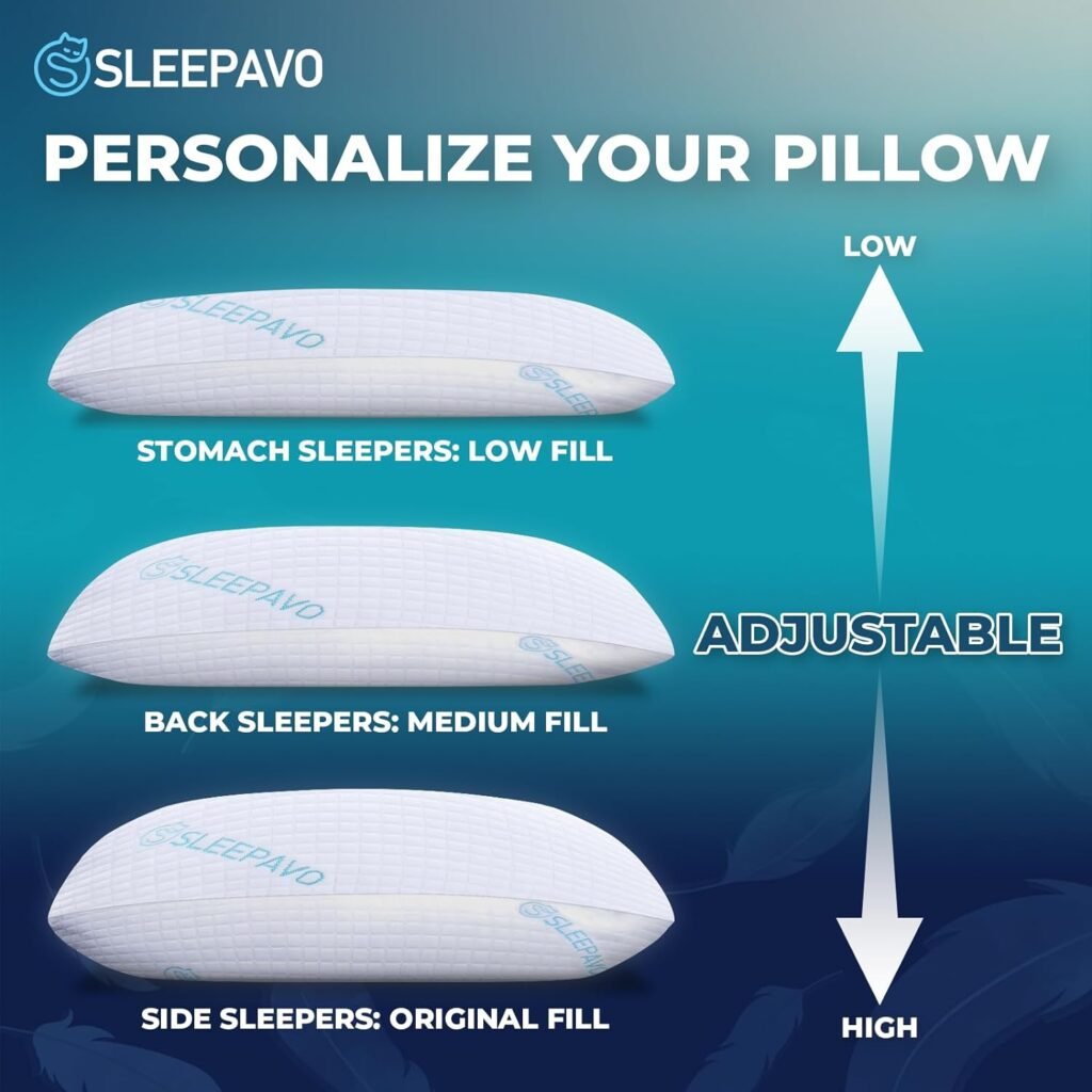 Shredded Memory Foam Pillows Queen Size Set of 2 - Bed Pillows for Sleeping - Adjustable Soft  Firm Pillow for Side Sleeper, Back, Stomach - Memory Foam Pillows 2 Pack Cooling Pillows for Bed