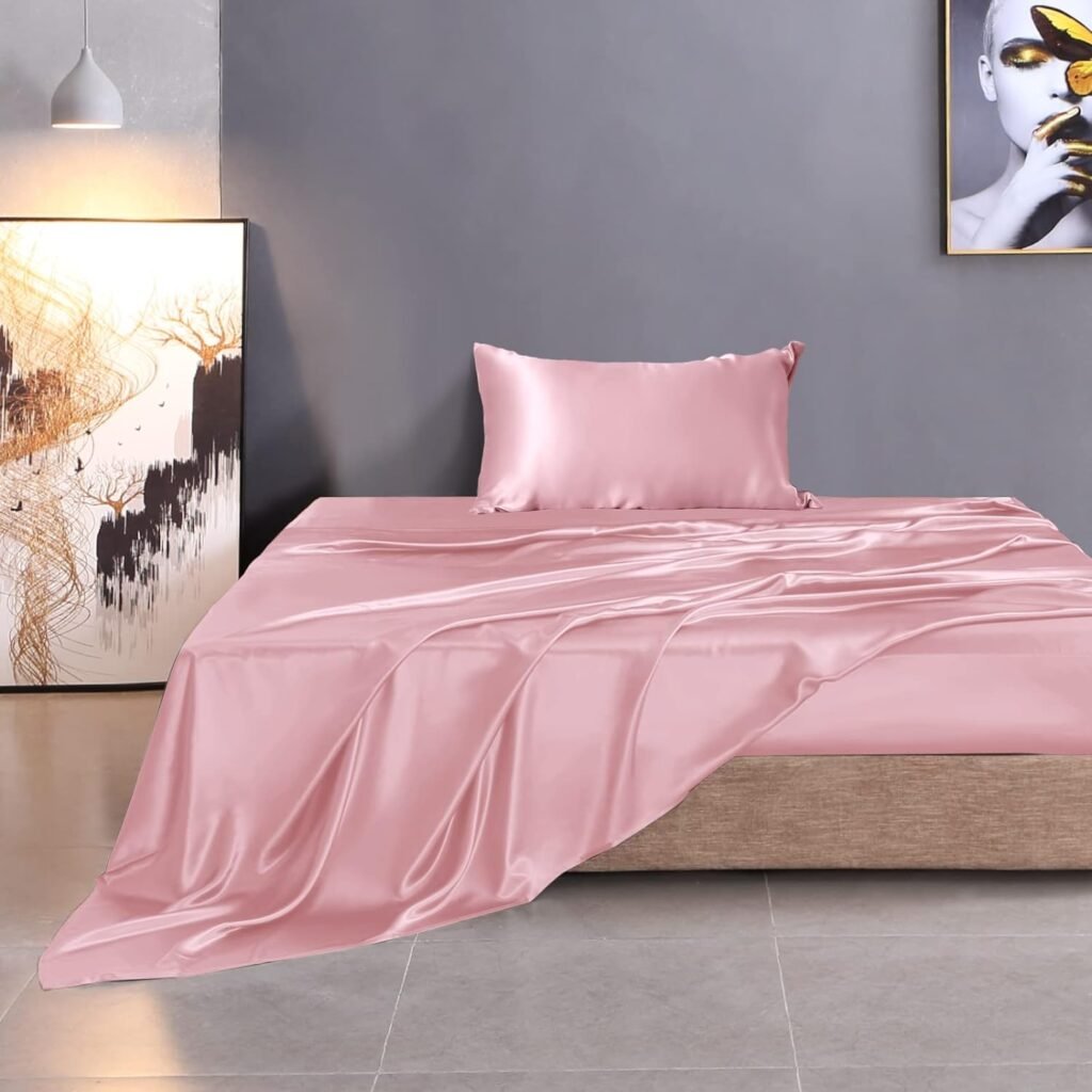 THXSILK Silk Sheet Set 4 Pcs, 7A+ Silk Bed Sheets, Luxury Bedding Sets -Ultra Soft, Durable-100% Top Grade Mulberry Silk, King Size, Grey